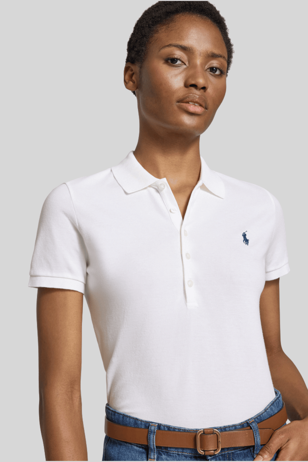 Polo feminina com logo bordado - Ralph Lauren, Branco, foto 2