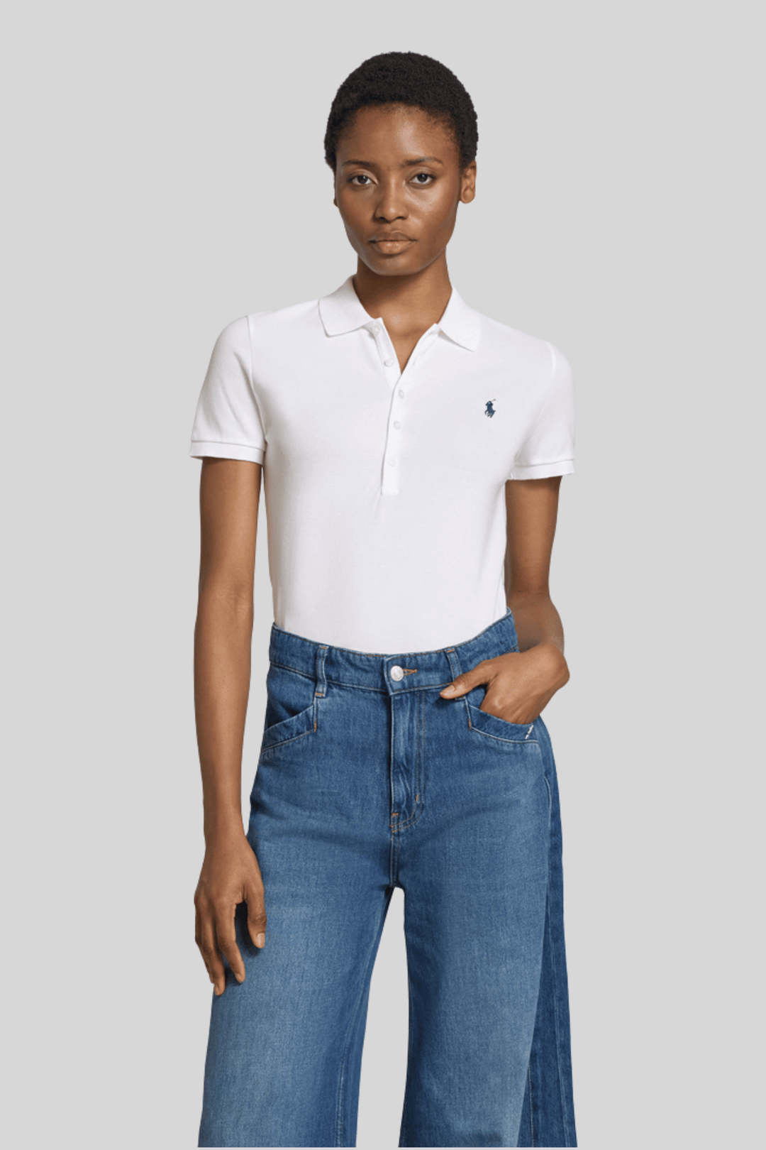 Polo feminina com logo bordado - Ralph Lauren, Branco, foto 3