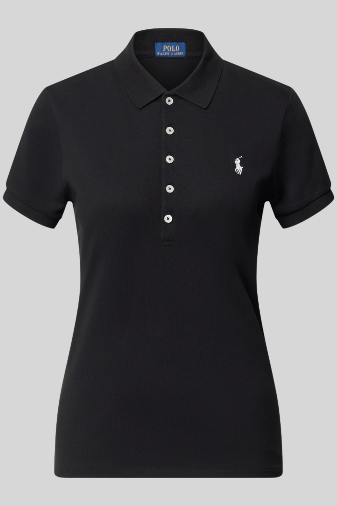 Polo feminina com logo bordado - Ralph Lauren, Preto, foto 1