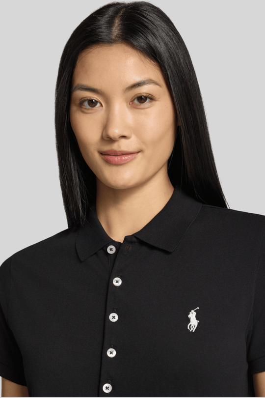 Polo feminina com logo bordado - Ralph Lauren, Preto, foto 2