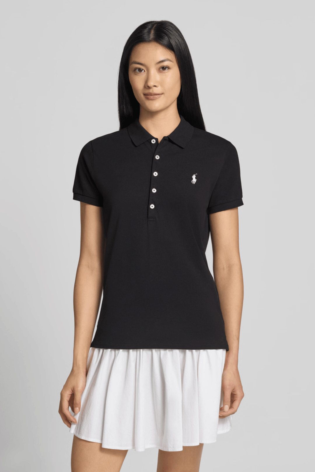 Polo feminina com logo bordado - Ralph Lauren, Preto, foto 3