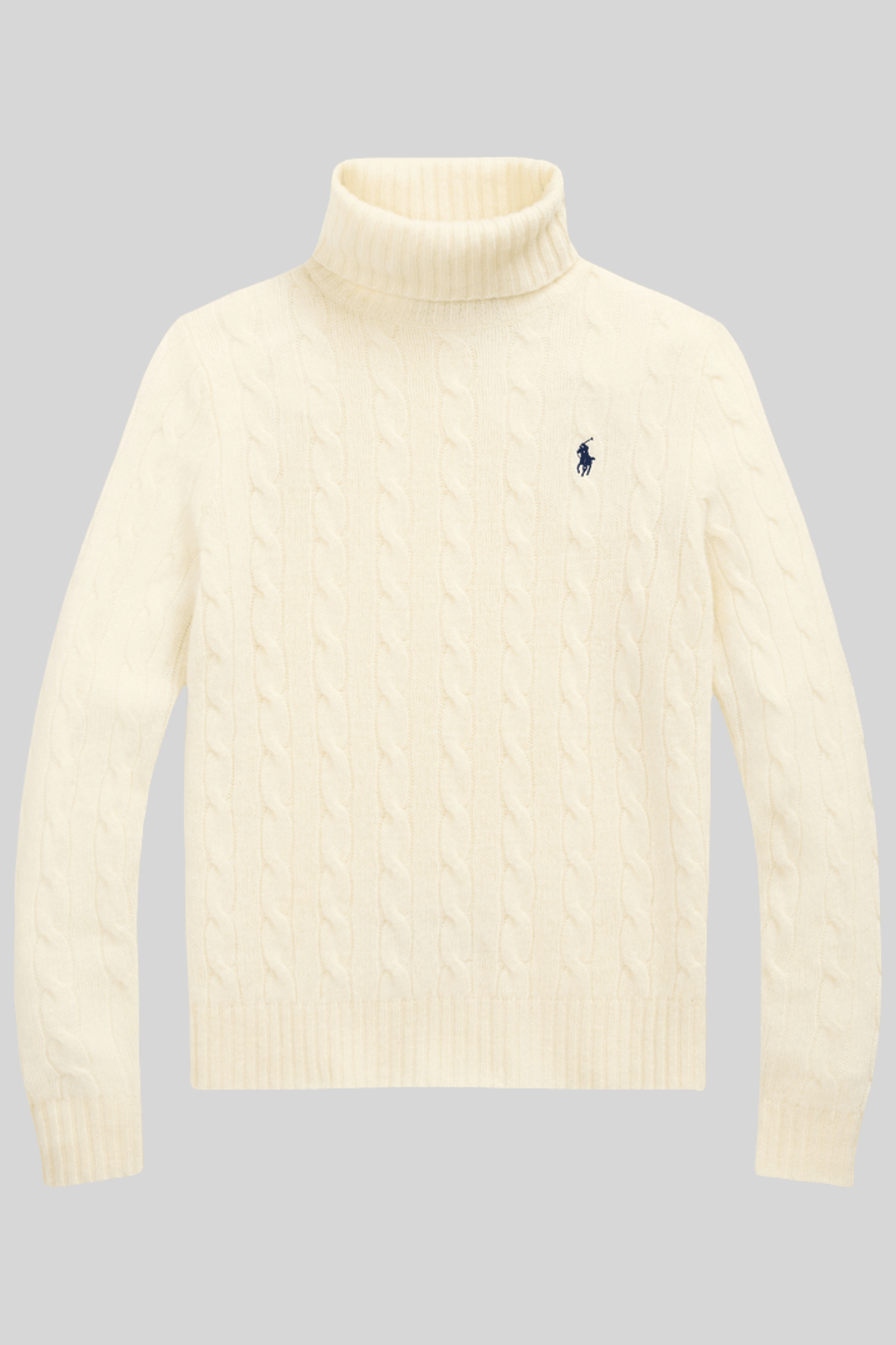 sueter gola alta off white, vista frontal isolada