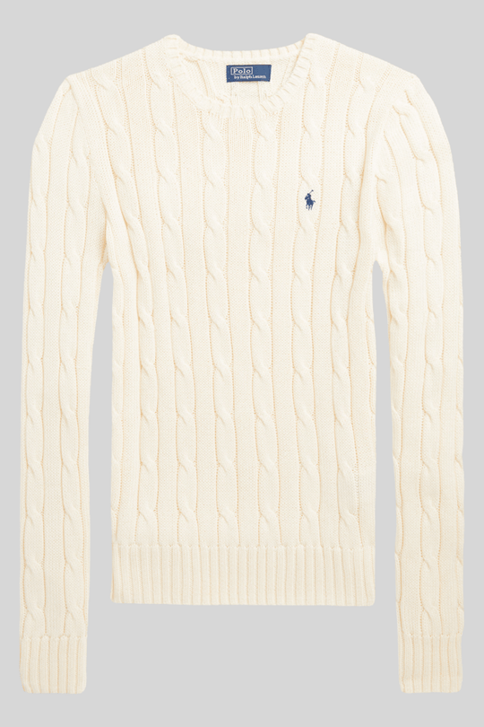 sueter trancado off white, vista frontal isolada